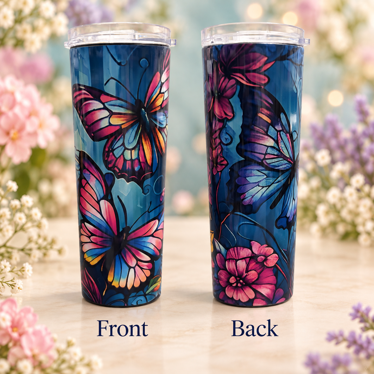 Midnight Butterfly Garden 20 oz Sublimation Tumbler