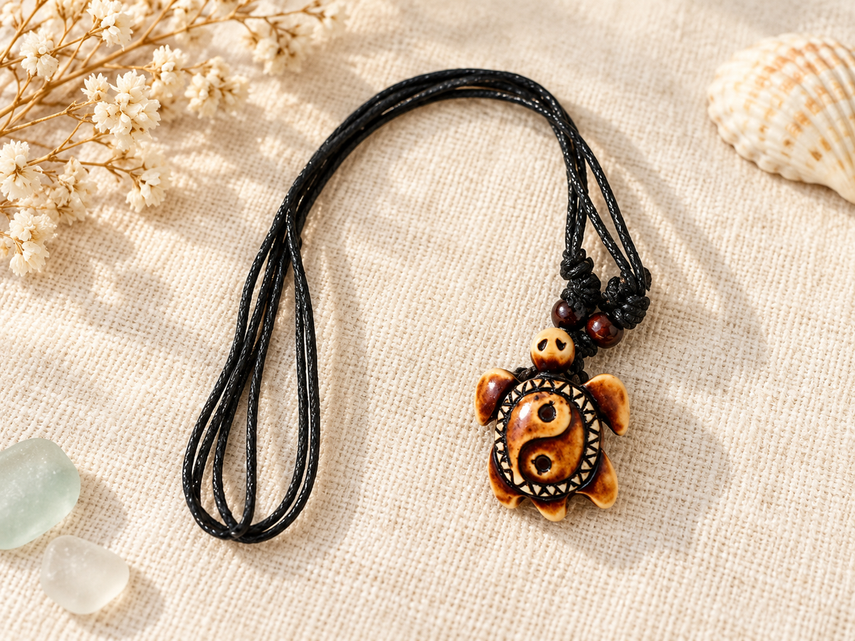 Brown Resin Sea Turtle Pendant Necklace