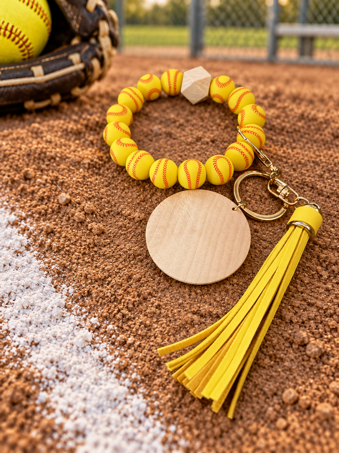 Softball Wristlet Keychain