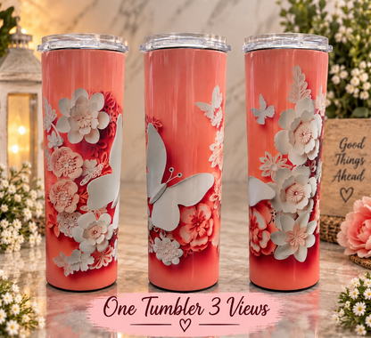 Good Things Are Ahead Butterfly Floral 20 oz Tumbler