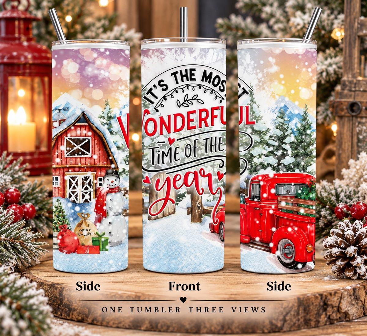 Most Wonderful Time of the Year Christmas 20 oz Sublimation Tumbler