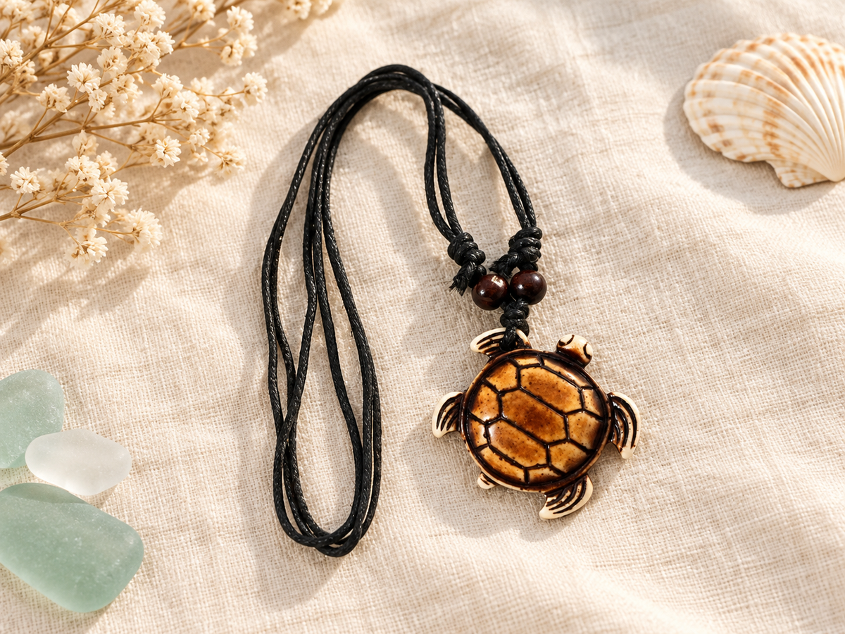 Brown Resin Sea Turtle Pendant Necklace