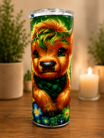 Lucky Highland Cow Shamrock Tumbler