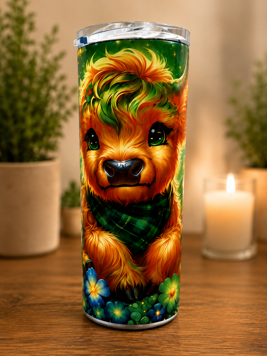 Lucky Highland Cow Shamrock Tumbler