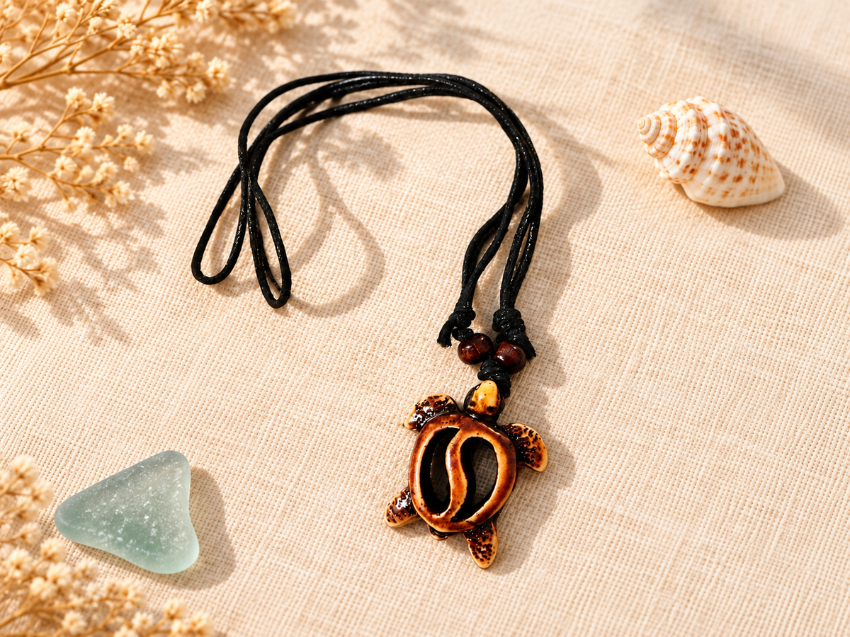 Brown Resin Sea Turtle Pendant Necklace