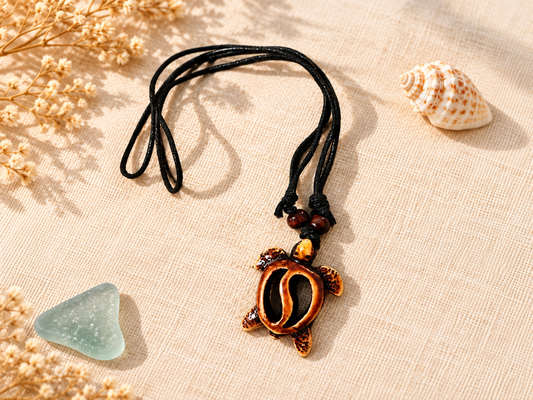 Brown Resin Sea Turtle Pendant Necklace