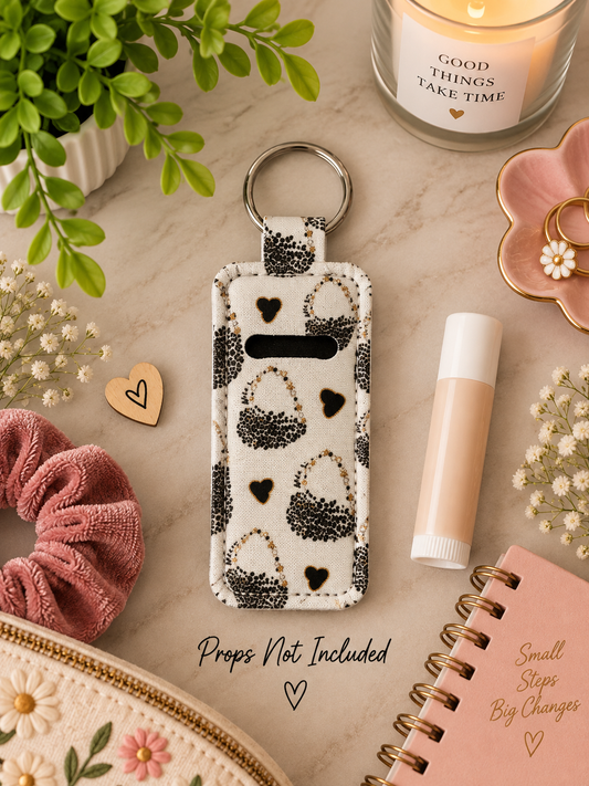 Leopard Purse Lip Balm Holder Keychain