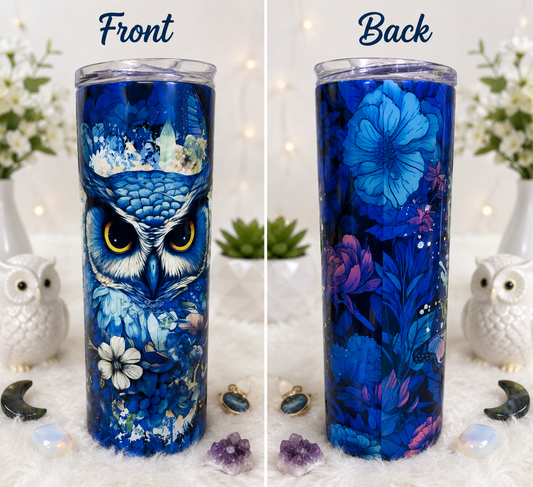 Midnight Blue Floral Owl